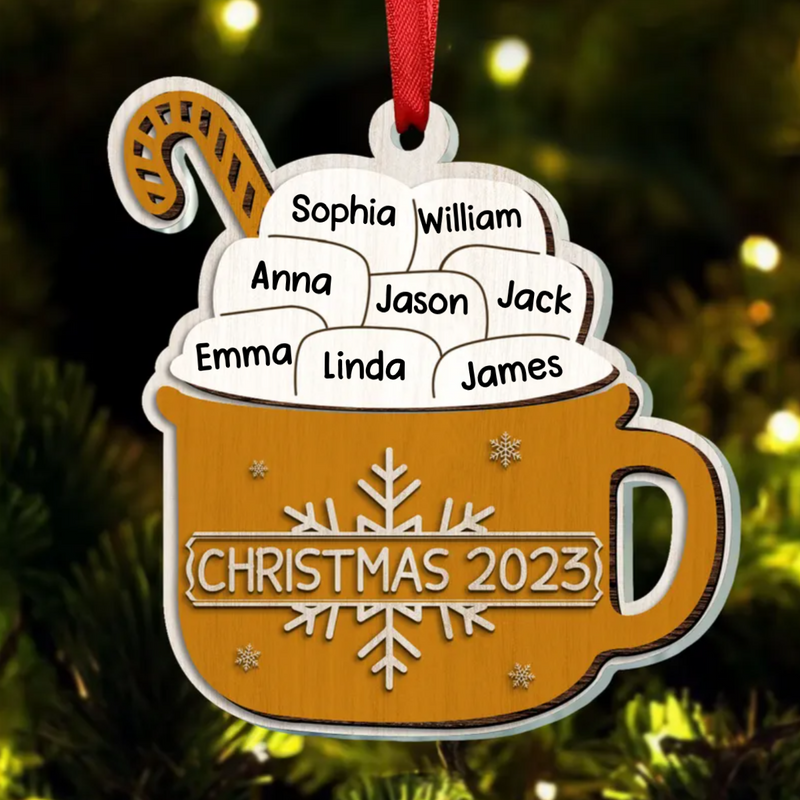 Family - Sugar Cocoa Marshmallows - Personalized Acrylic Ornament -  Gift For Family Members