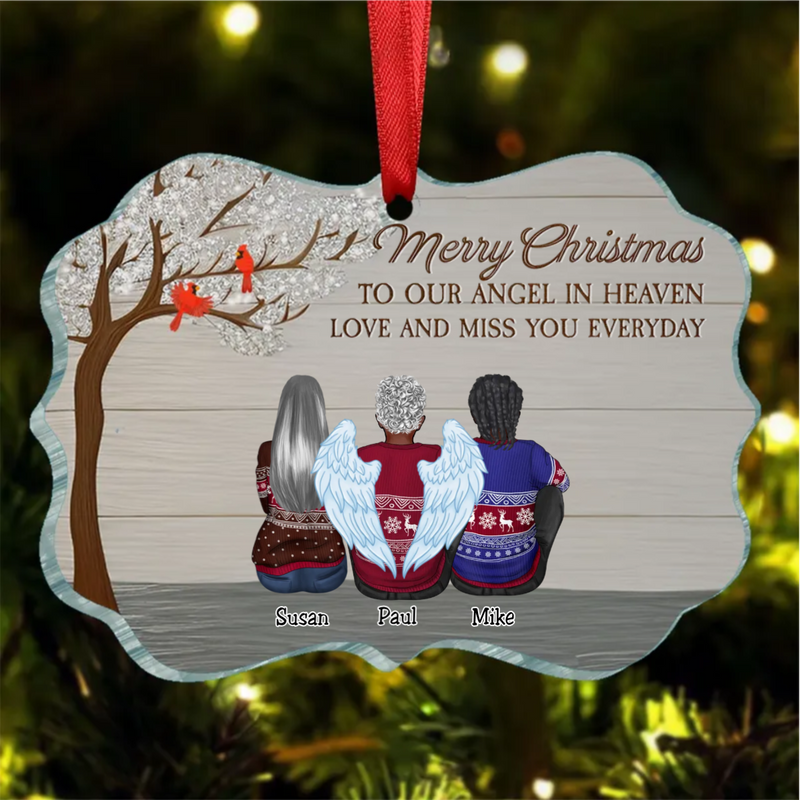 Family - Merry Christmas To Our Angels In Heaven Love And Miss You Everyday - Personalized Ornament