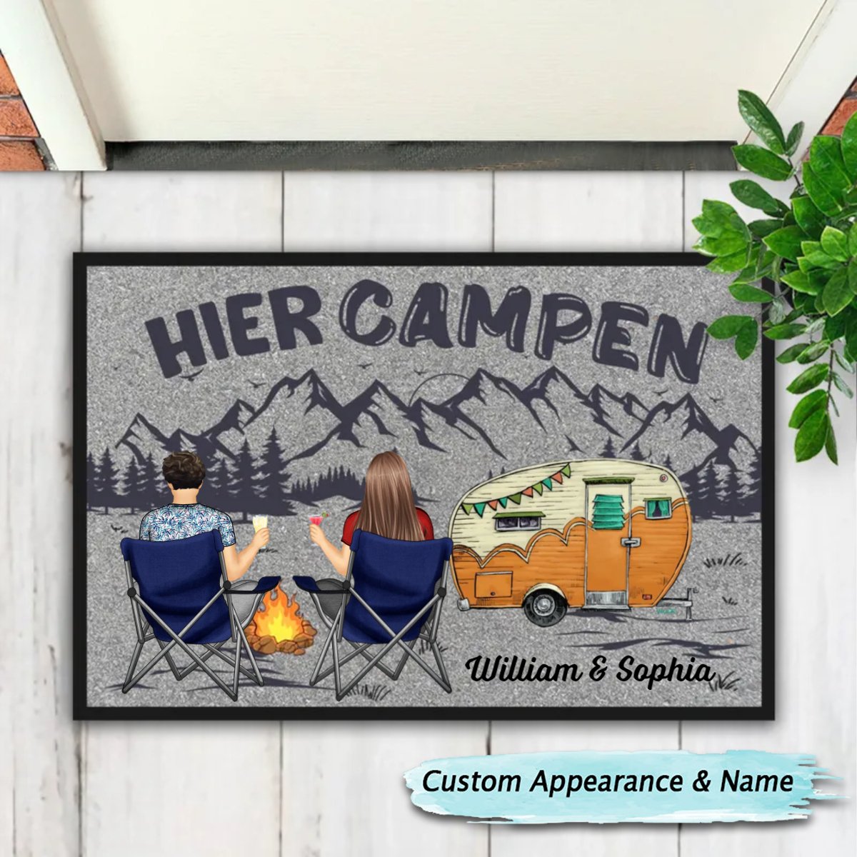 Camping Lovers - Hier Campen - Personalized Doormat - Makezbright Gifts