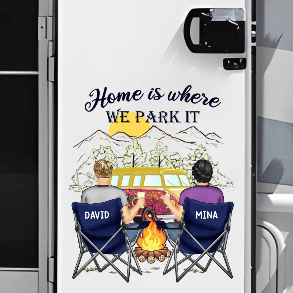 Camping Lovers - Home Is Where We Park It - Personalized Decal - Makezbright Gifts