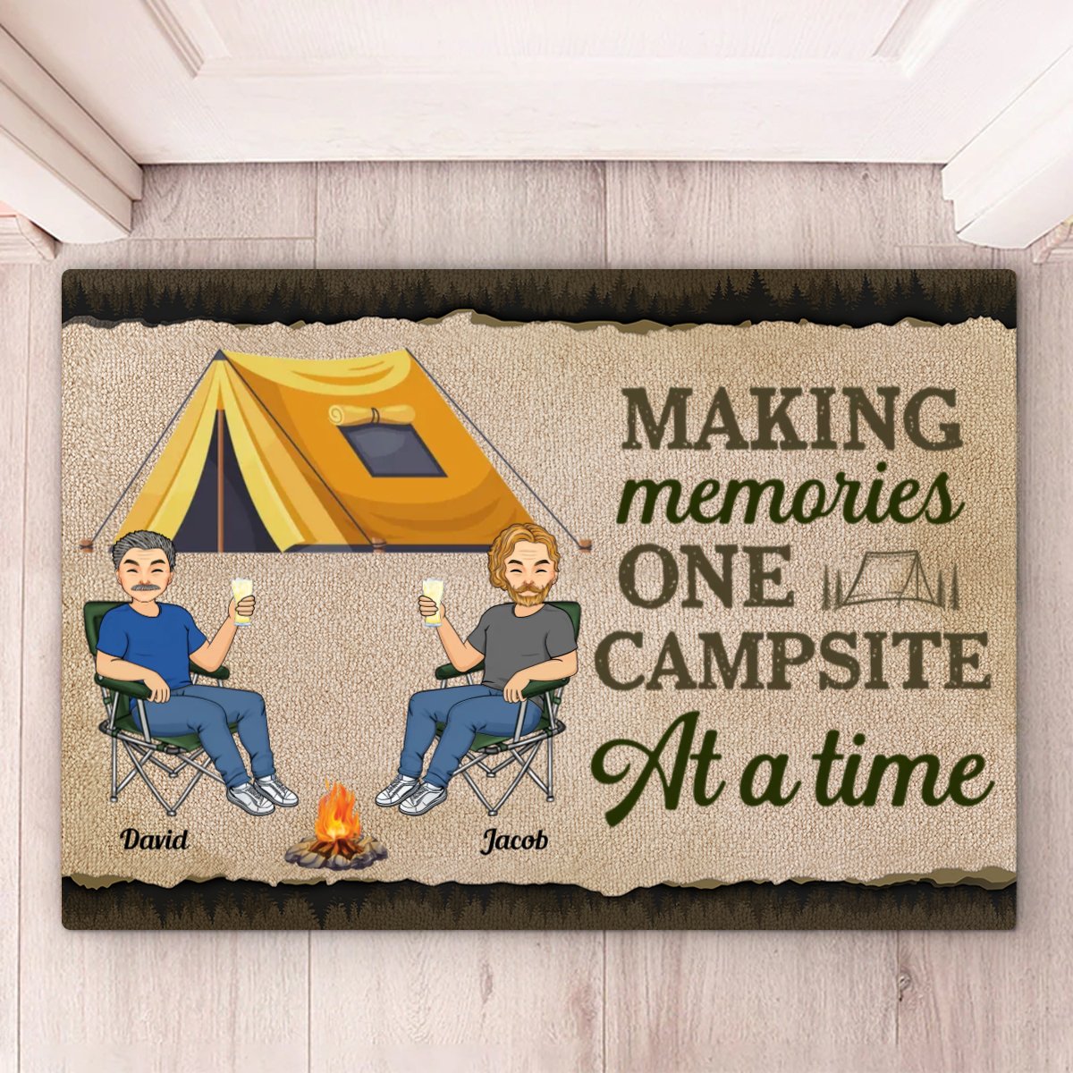 Camping Lovers - One Campsite At A Time - Personalized Doormat - Makezbright Gifts