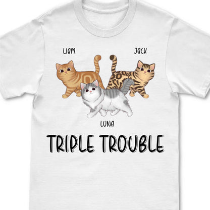 Cat Lover - Walking Cat Double Trouble - Personalized Unisex T - Shirt - Makezbright Gifts