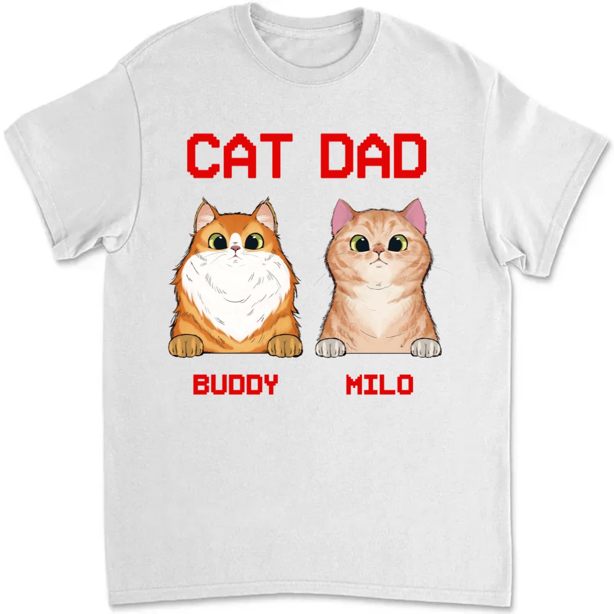 Cat Lovers - Cat Dad Cat Mom - Personalized T - shirt - Makezbright Gifts