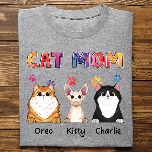 Cat Lovers - Cat Mom - Personalized Unisex T - shirt (Ver. 2) - Makezbright Gifts