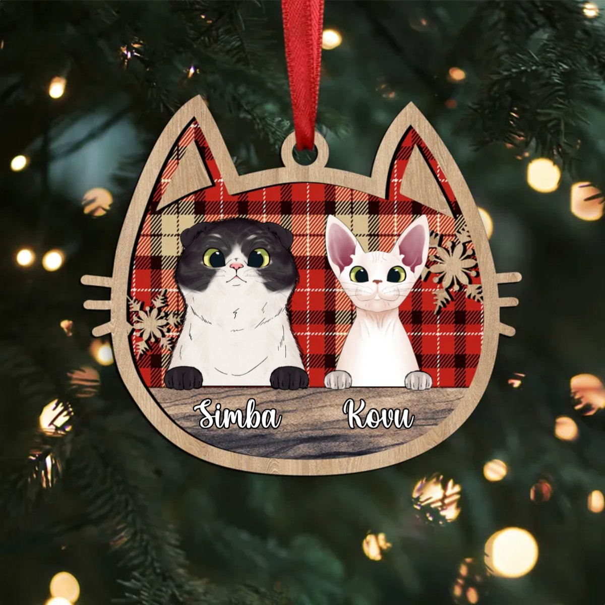 Cat Lovers - Custom Cat Face - Personalized Ornament - Makezbright Gifts