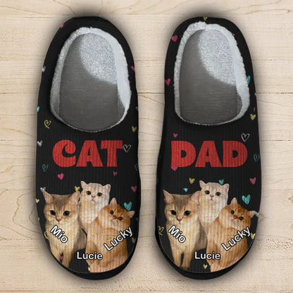 Cat Lovers - Custom Photo Cat Mom - Personalized Fluffy Slippers (HJ) - Makezbright Gifts