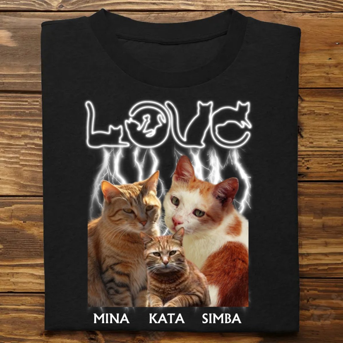 Cat Lovers - Custom Photo Love Cats - Personalized Unisex T - shirt - Makezbright Gifts