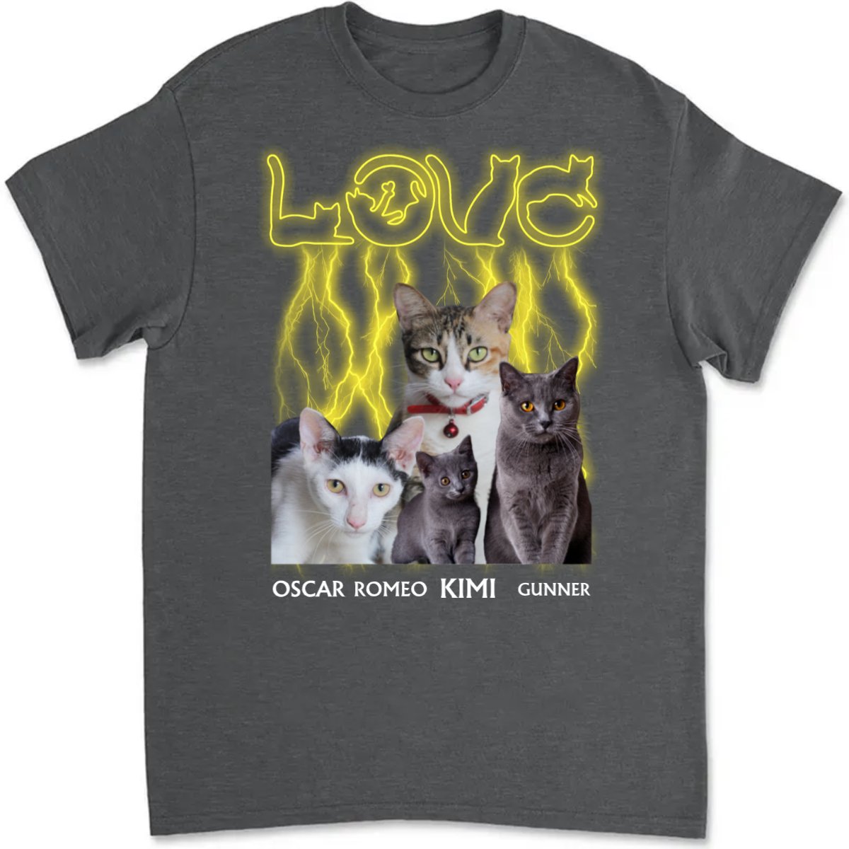 Cat Lovers - Custom Photo Love Cats - Personalized Unisex T-shirt