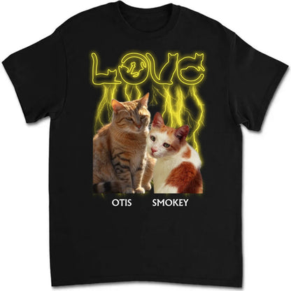 Cat Lovers - Custom Photo Love Cats - Personalized Unisex T - shirt - Makezbright Gifts