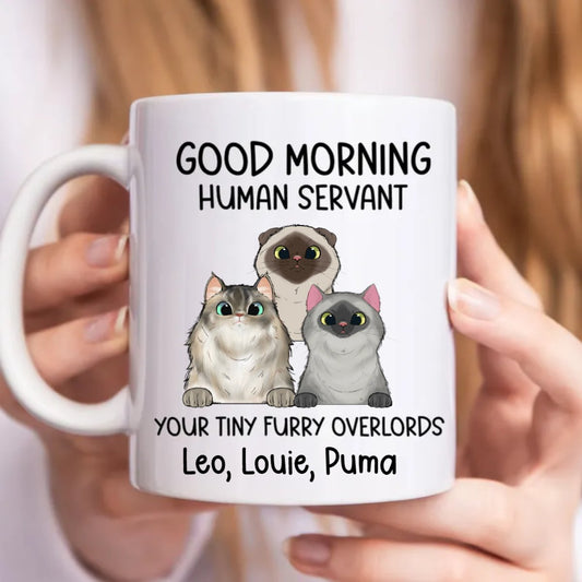 Cat Lovers - Good Morning Human Servant - Personalized Mug - Makezbright Gifts