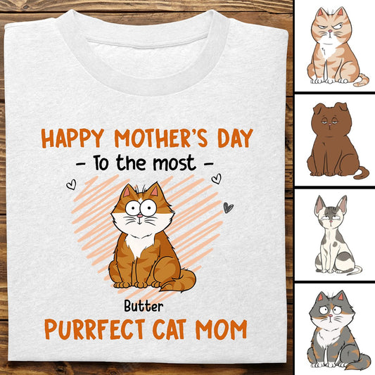 Cat Lovers - Happy Mother's Day To The Most Purrfect Cat Mom - Personalized Unisex T - shirt, Hoodie, Sweatshirt (VT) - Makezbright Gifts