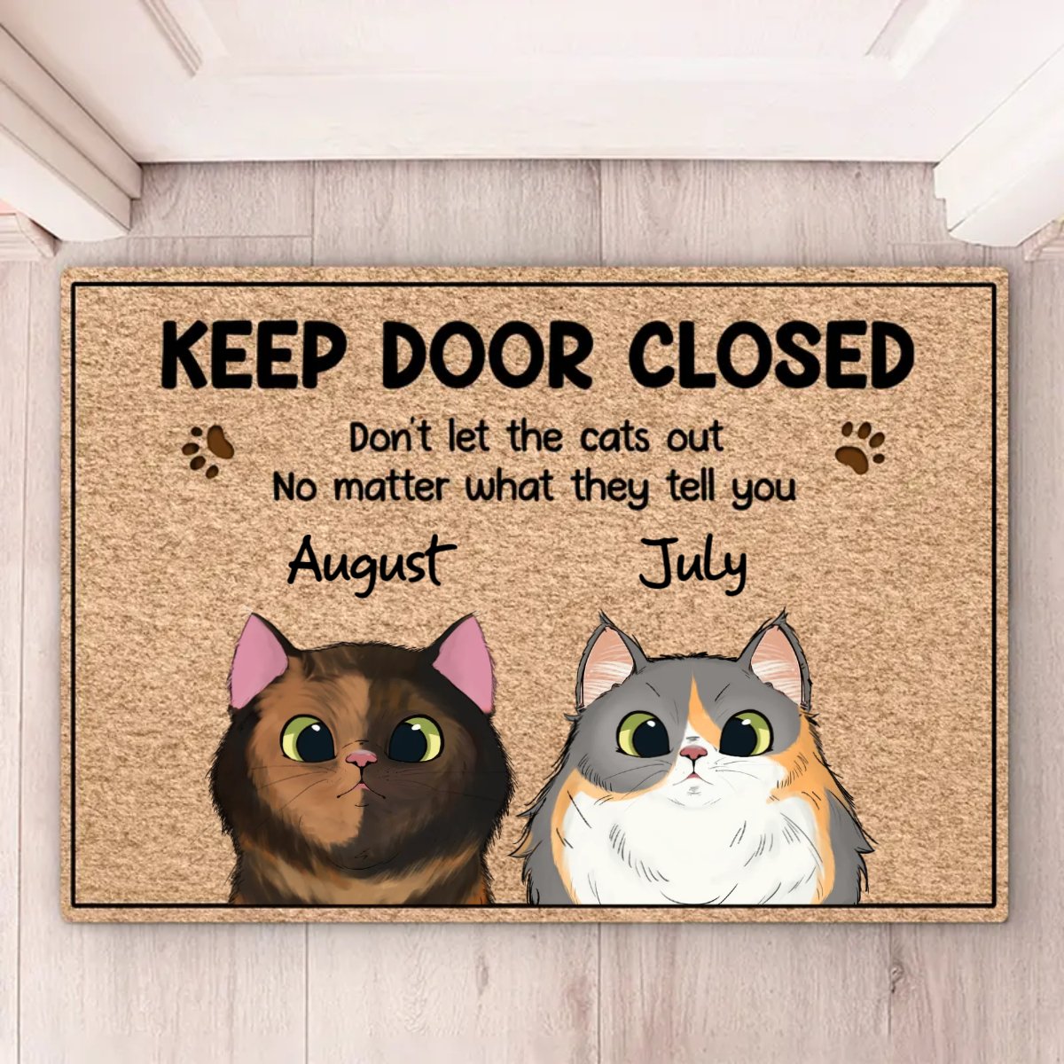 Cat Lovers - Keep Door Closed Don't Let The Cats Out No Matter What They Tell You - Personalized Doormat - Makezbright Gifts