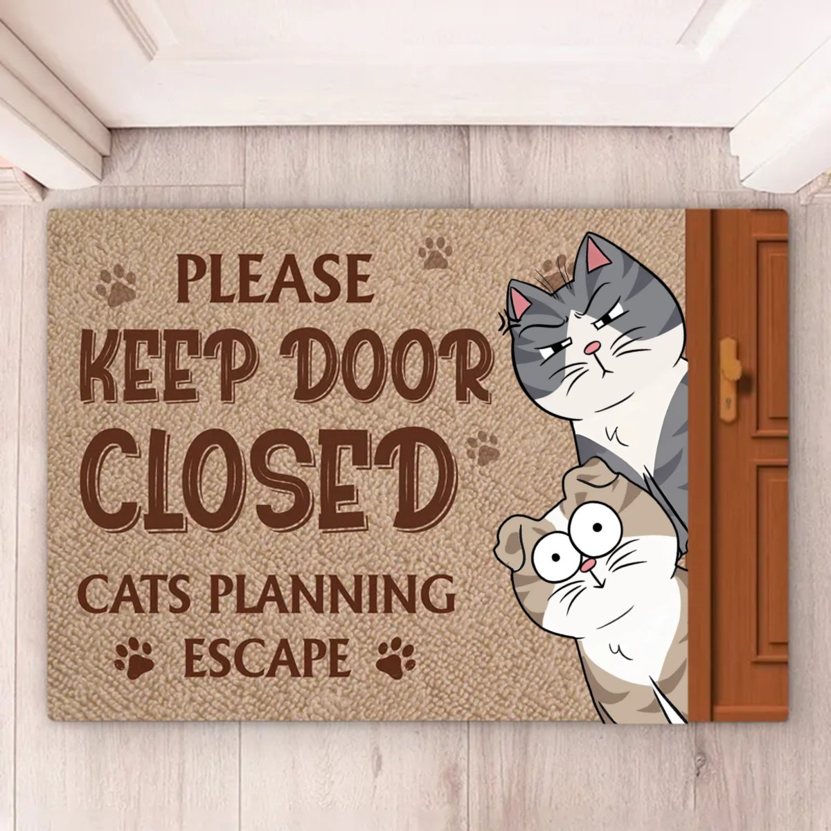 Cat Lovers - Keep Door Closed - Personalized Doormat - Makezbright Gifts