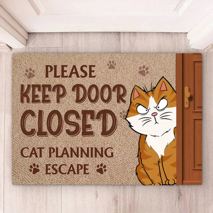 Cat Lovers - Keep Door Closed - Personalized Doormat - Makezbright Gifts