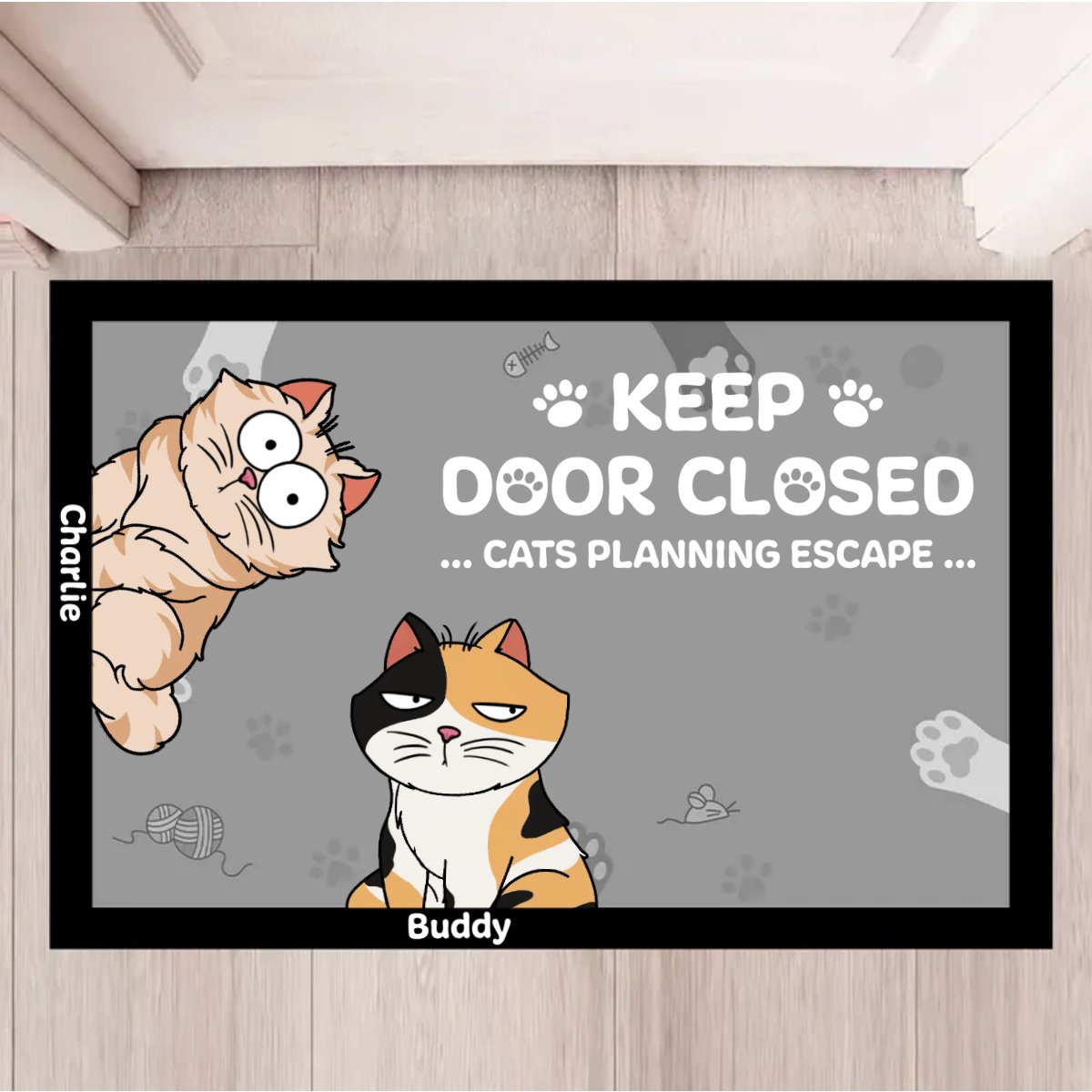 Cat Lovers - Keep Door Closed - Personalized Doormat - Makezbright Gifts