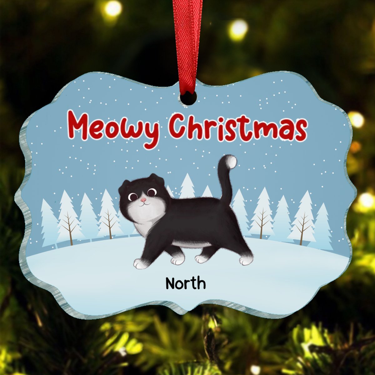 Cat Lovers - Meowy Christmas - Personalized Acrylic Ornament - Makezbright Gifts