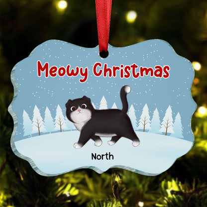 Cat Lovers - Meowy Christmas - Personalized Acrylic Ornament - Makezbright Gifts