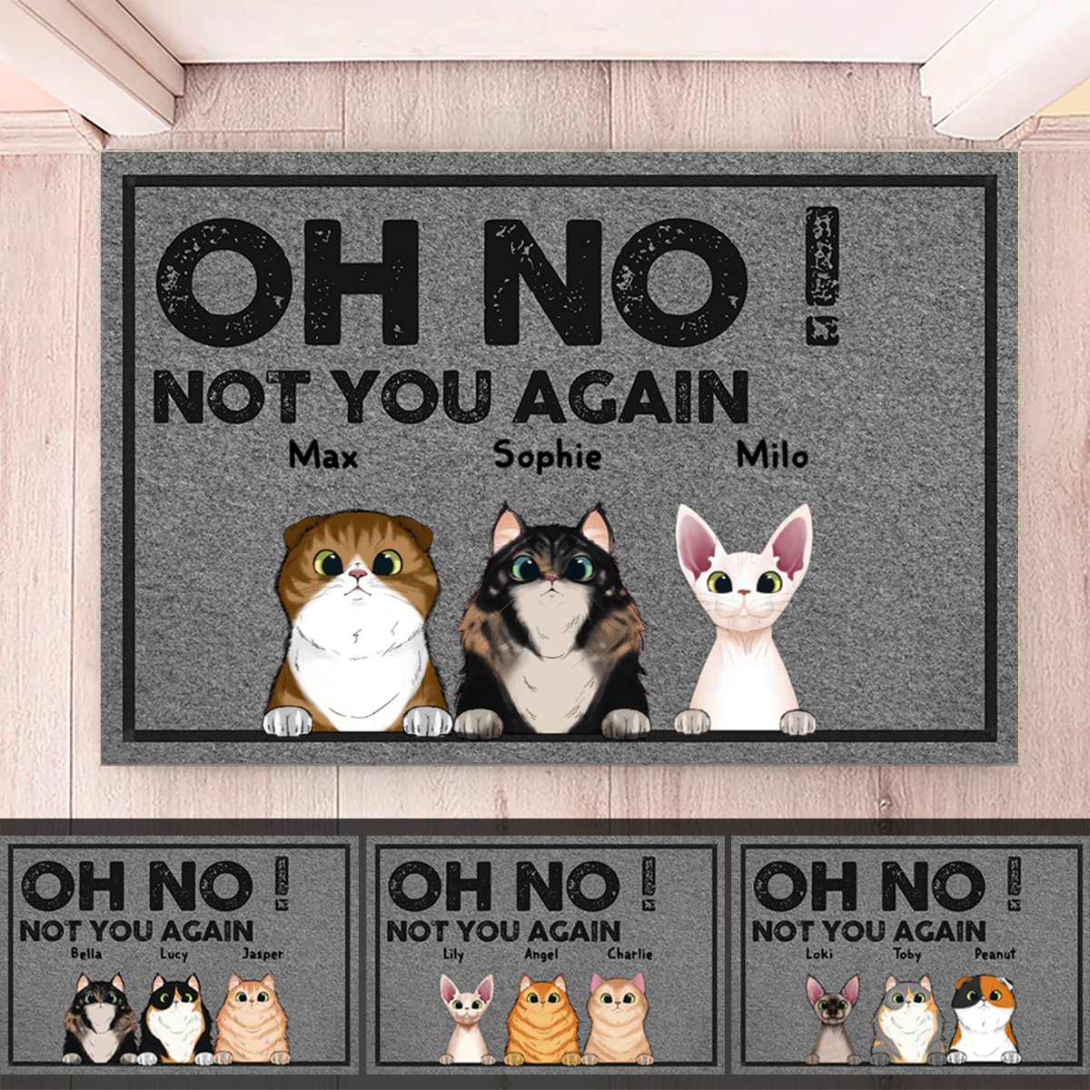 Cat Lovers - Oh No! Not You Again - Personalized Doormat - Makezbright Gifts