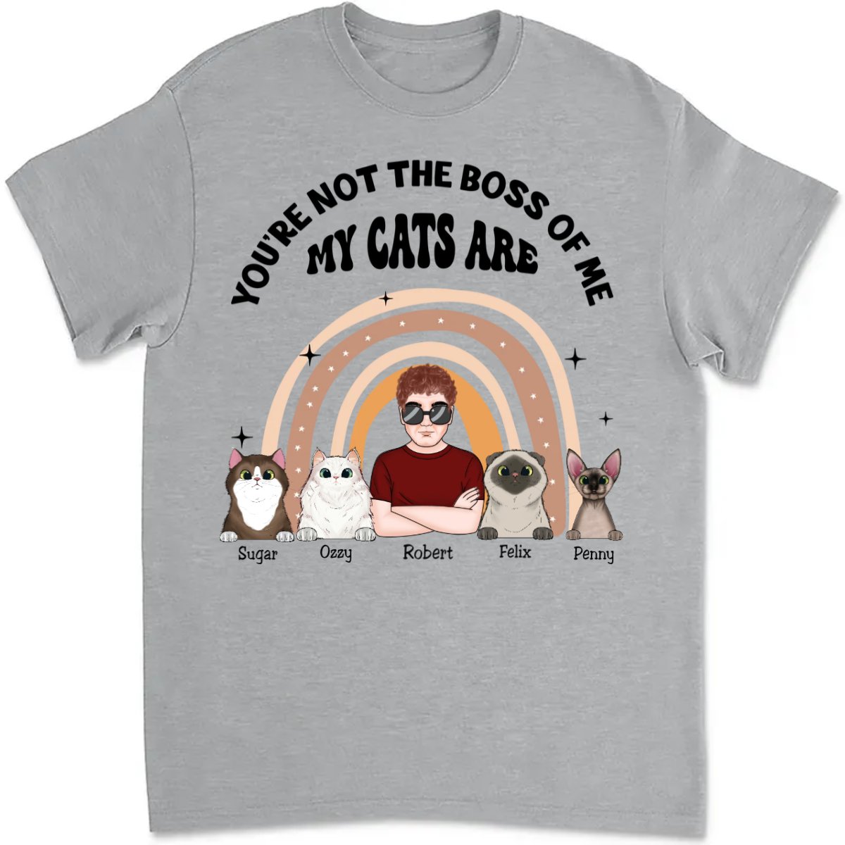 Cat Lovers - The Boss Of Me - Personalized T - Shirt - Makezbright Gifts