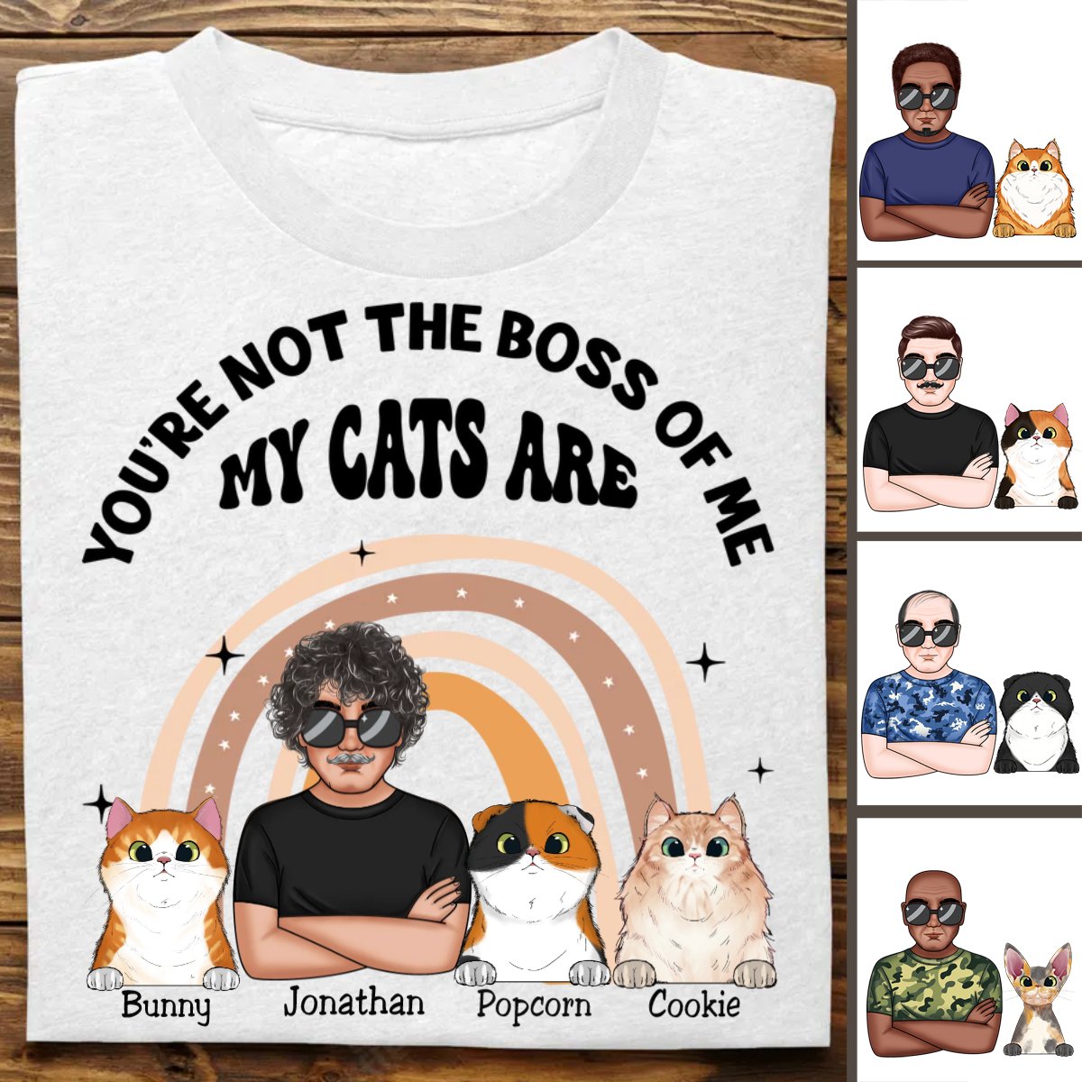 Cat Lovers - The Boss Of Me - Personalized T - Shirt - Makezbright Gifts