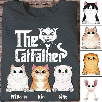 Cat Lovers - The Cat Father - Personalized Unisex T - shirt - Makezbright Gifts