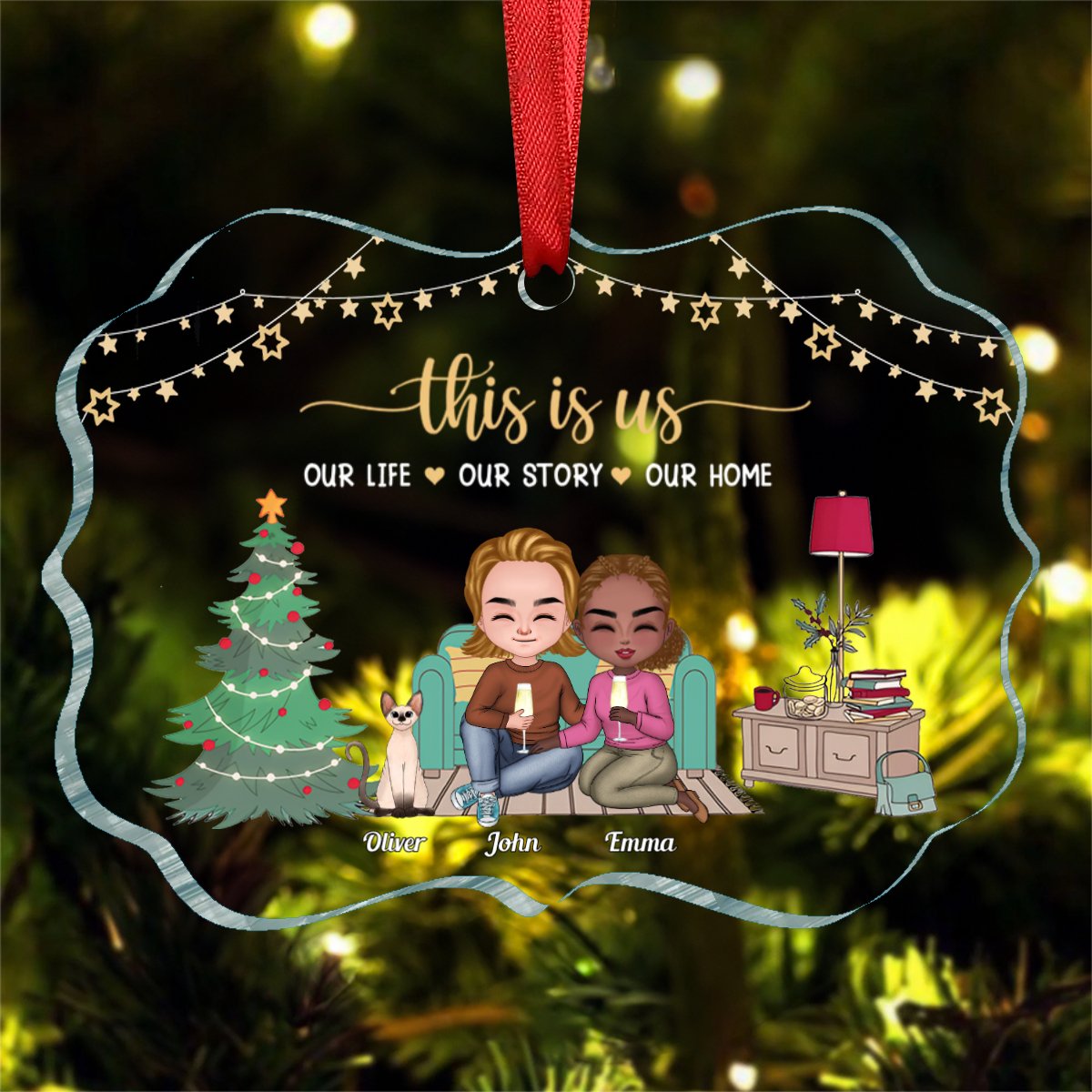 Cat Lovers - This Is Us Our Life Our Story Our Home - Personalized Ornament - Makezbright Gifts