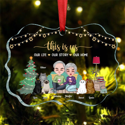 Cat Lovers - This Is Us Our Life Our Story Our Home - Personalized Ornament - Makezbright Gifts