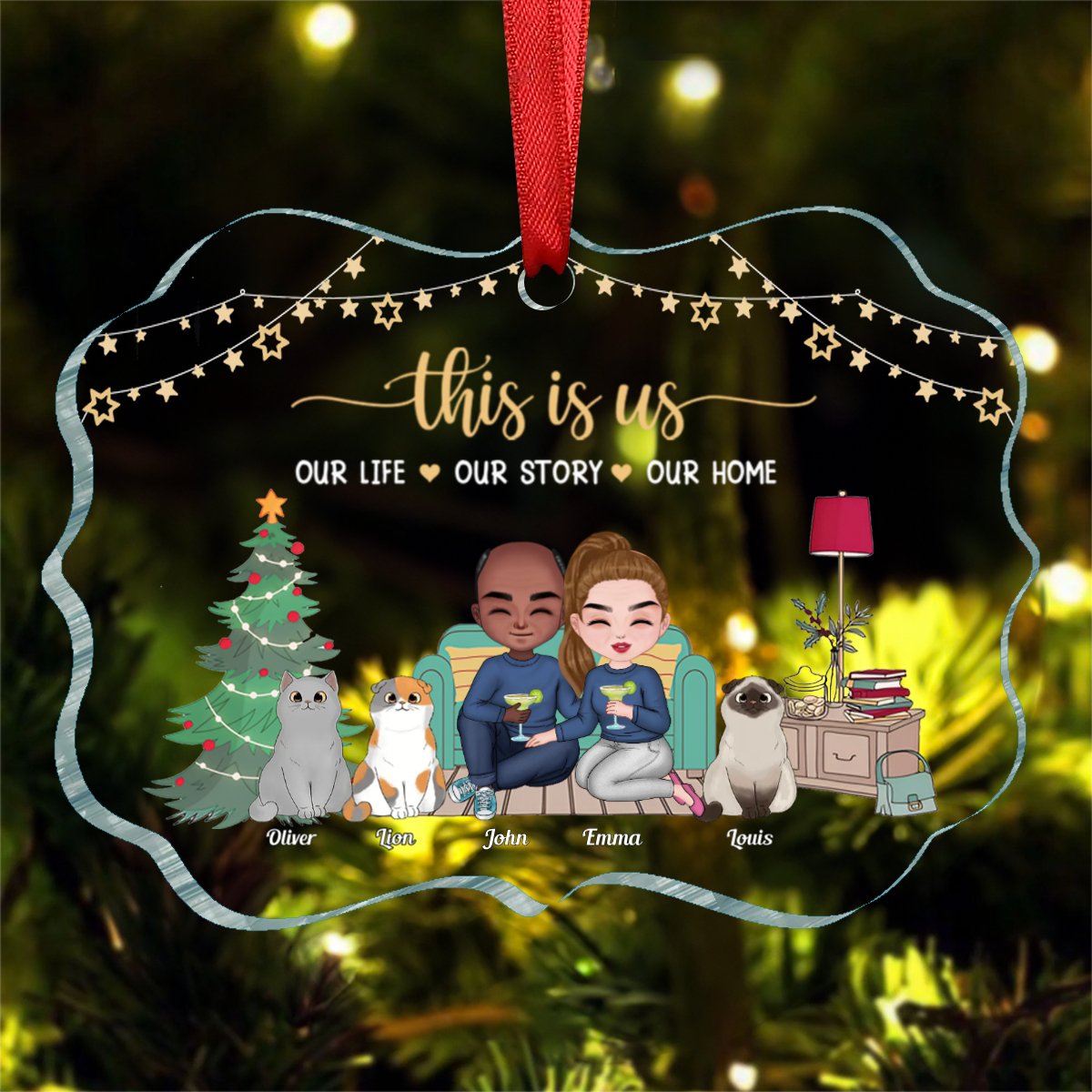 Cat Lovers - This Is Us Our Life Our Story Our Home - Personalized Ornament - Makezbright Gifts