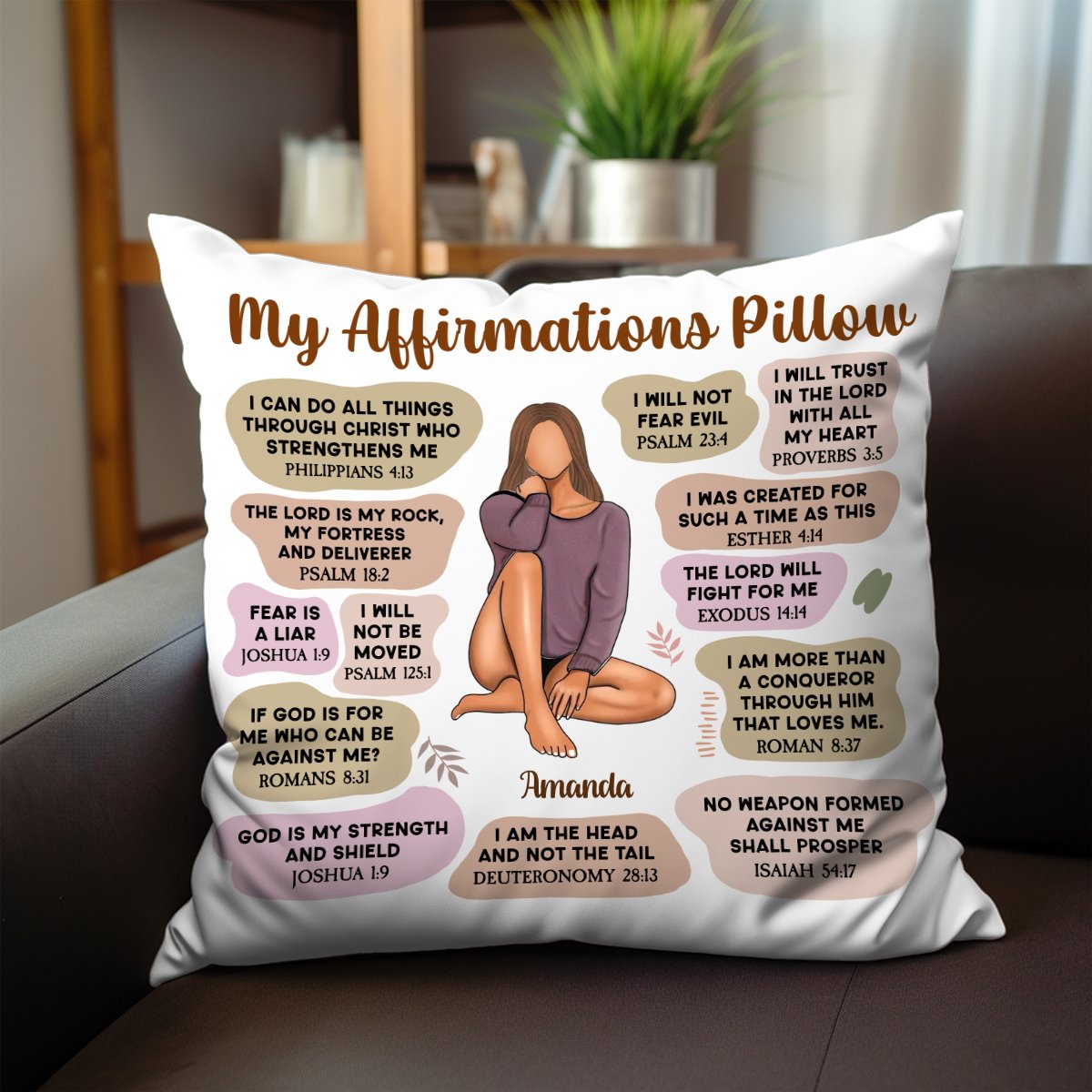 Christian - Christian Affirmation Pillow - Personalized Pillow - Makezbright Gifts