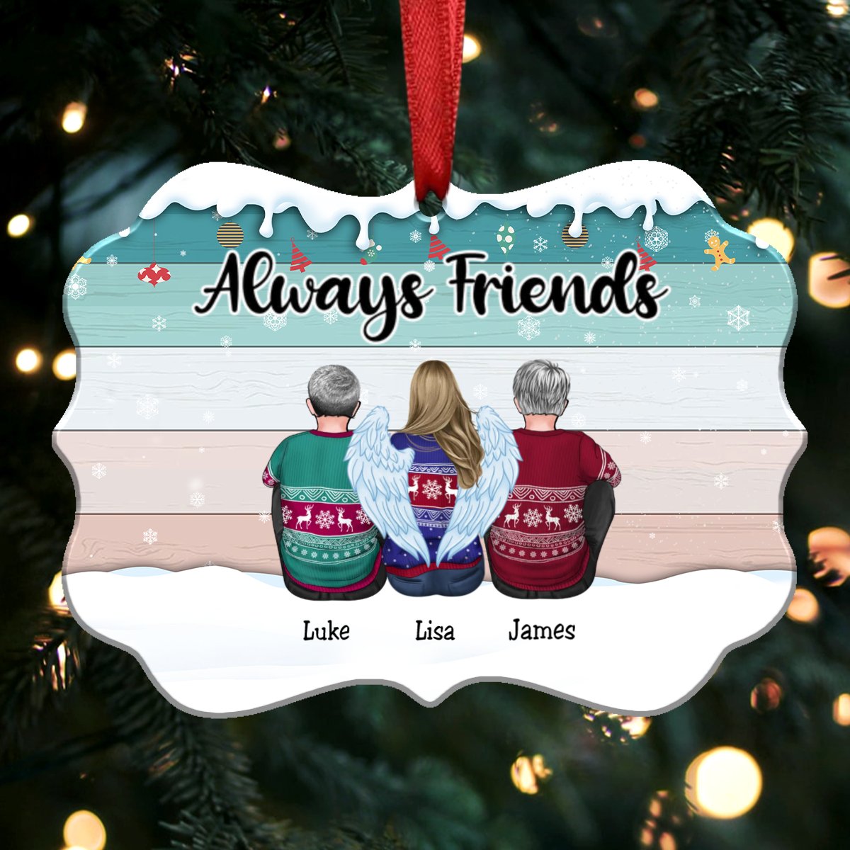 Christmas Ornament - Always Friends - Personalized Christmas Ornament (S1) - Makezbright Gifts