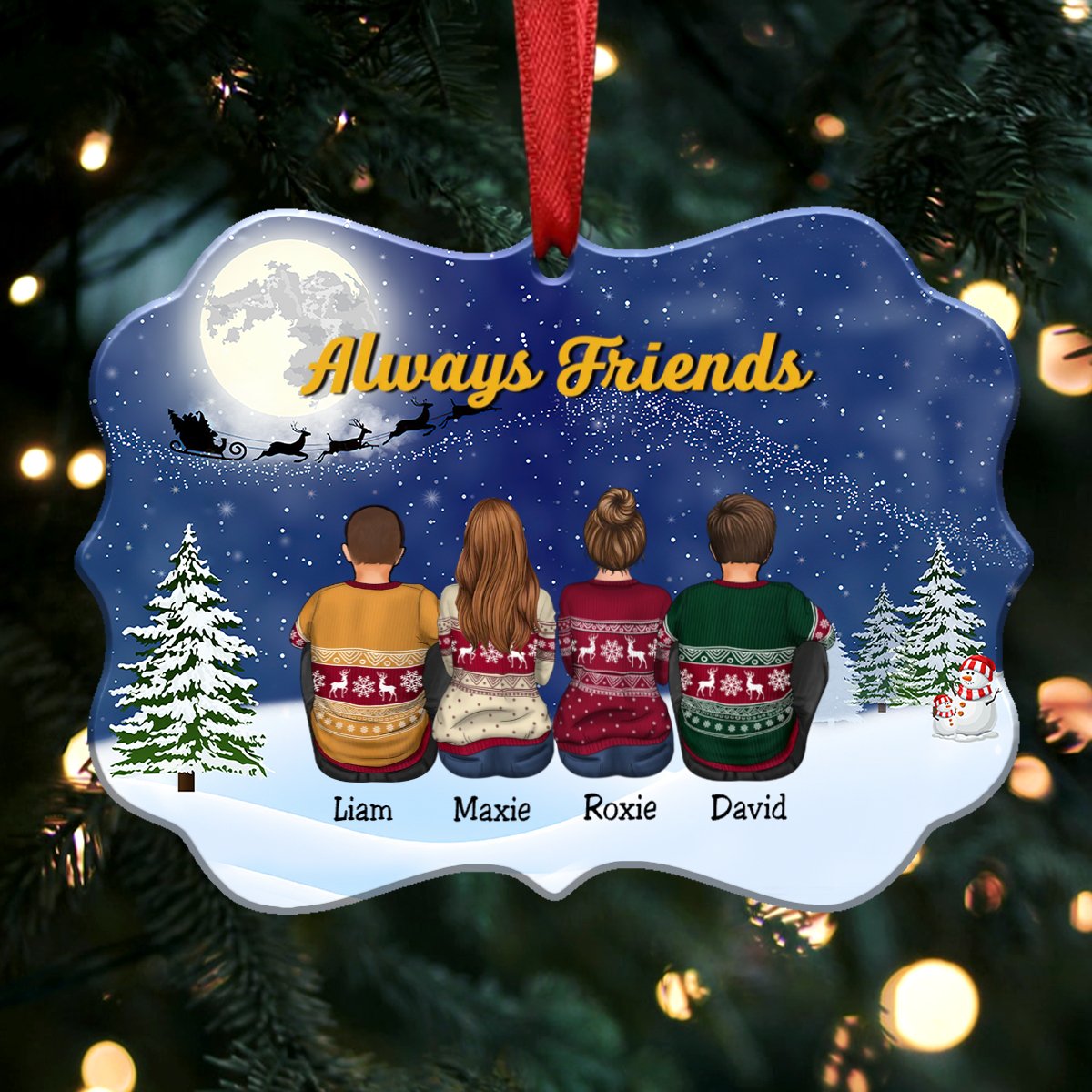 Christmas Ornament - Always Friends - Personalized Christmas Ornament (V1) - Makezbright Gifts