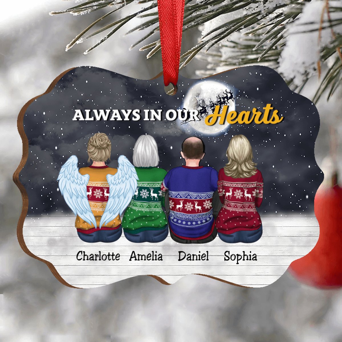 Christmas Ornament - Always in Our Hearts - Personalized Acrylic Ornament - Makezbright Gifts