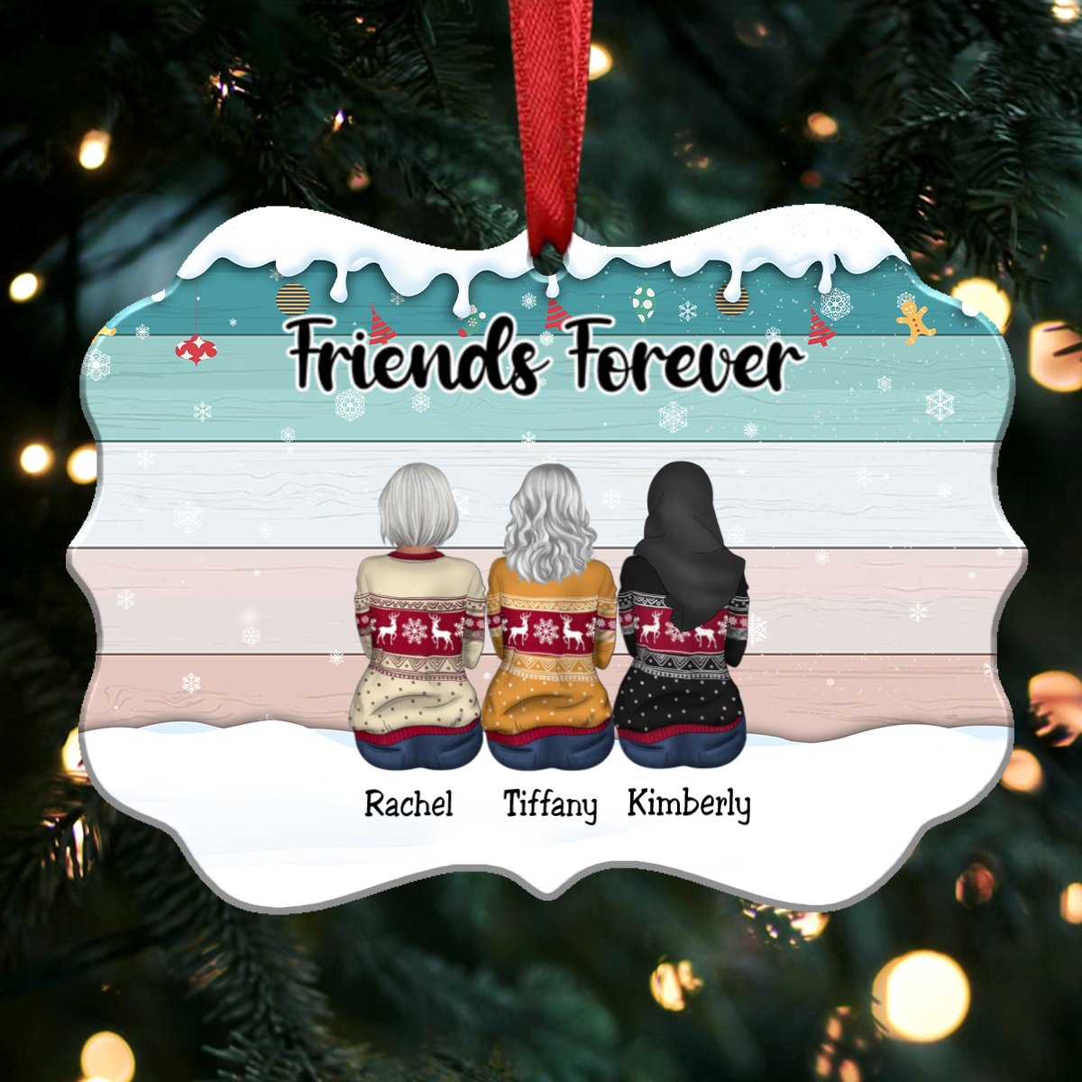 Christmas Ornament - Friends Forever - Personalized Christmas Ornament (S1L) - Makezbright Gifts