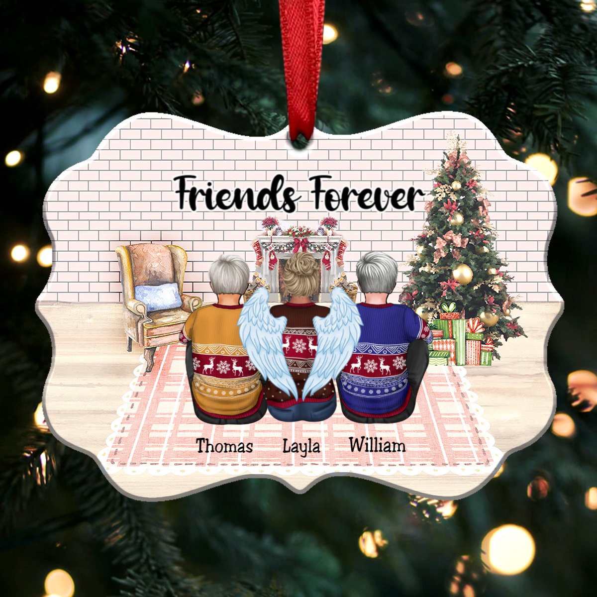 Christmas Ornament - Friends Forever (Ver2) - Personalized Christmas Ornament(HT3) - Makezbright Gifts