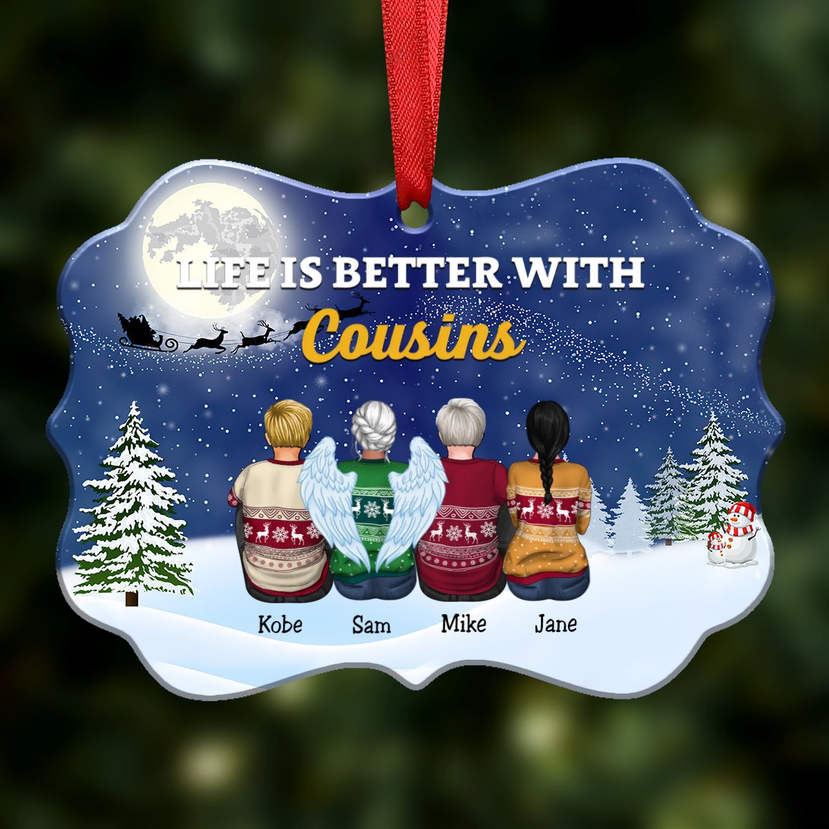 Christmas Ornament - Life Is Better With Cousins - Personalized Christmas Ornament - Makezbright Gifts