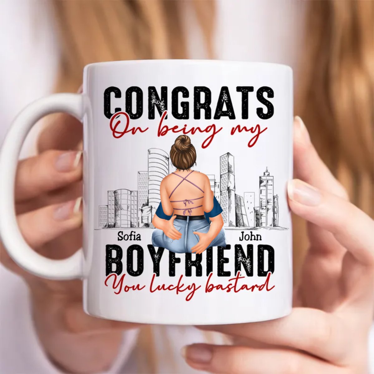 Congrats On Being My Boyfriend - Personalized Mug (NV) - Makezbright Gifts