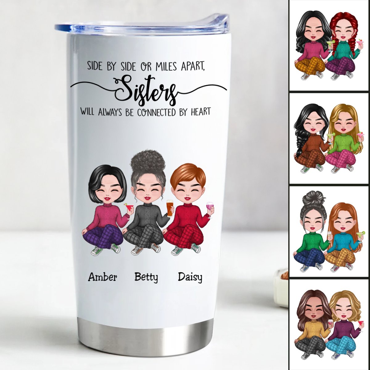 Connected Hearts 20oz Personalized Stainless Steel Tumbler - Makezbright Gifts