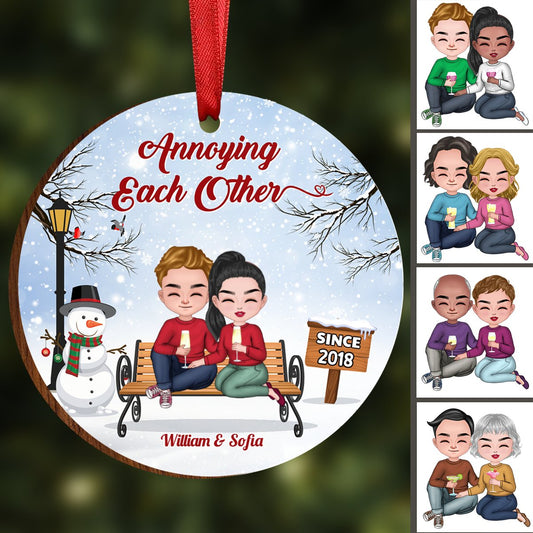 Couple - Annoying Each Other Since - Personalized Circle Acrylic Ornament - Makezbright Gifts