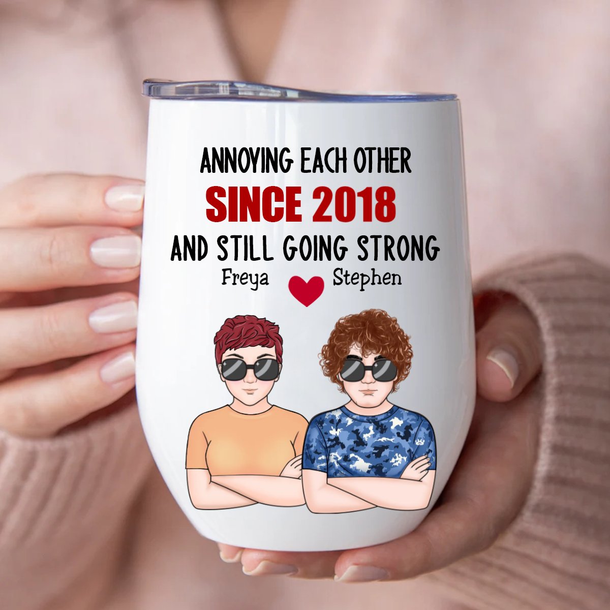 Couple - Annoying Each Other & Still Going Strong - Personalized Wine Tumbler - Makezbright Gifts