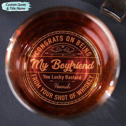 Couple - Congrats On Being My Husband From Your Wifey - Personalized Engraved Whiskey Glass - Makezbright Gifts