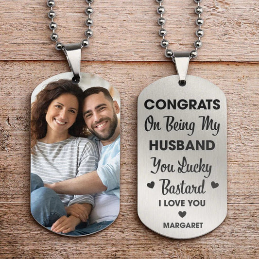 Couple - Congrats On Being My Husband You Lucky - Personalized Custom Necklace - Makezbright Gifts