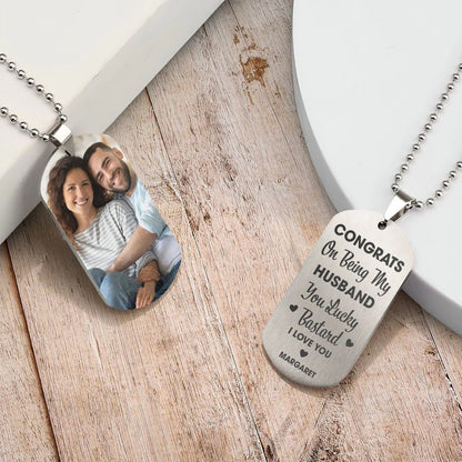 Couple - Congrats On Being My Husband You Lucky - Personalized Custom Necklace - Makezbright Gifts