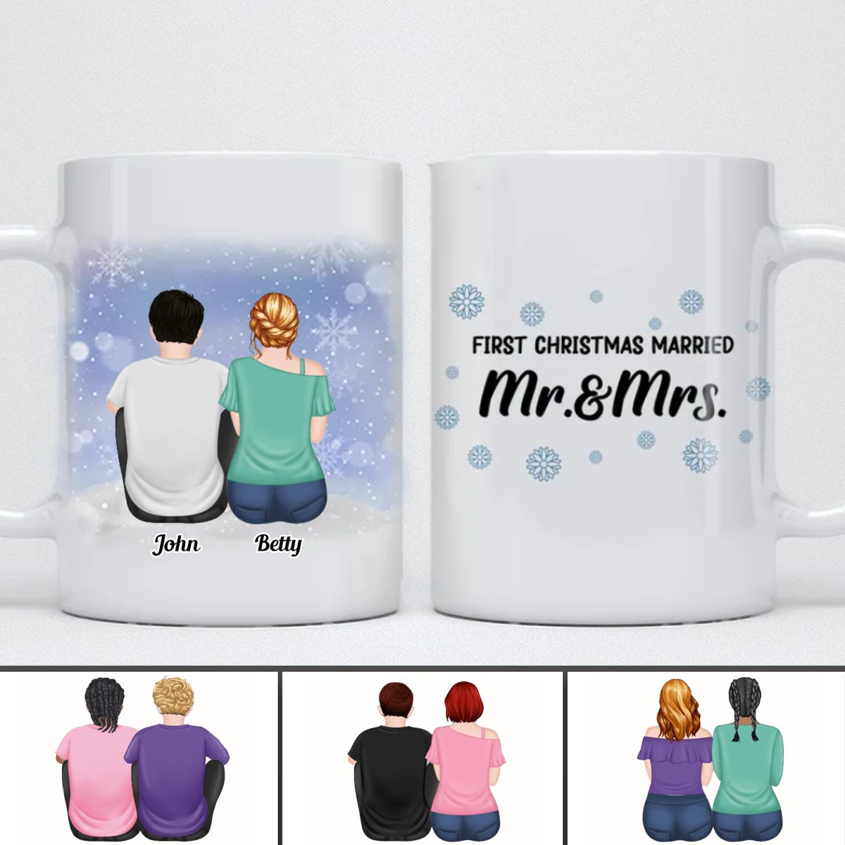 Couple - First Christmas Married Mr. And Mrs. - Personalized Mug - Makezbright Gifts