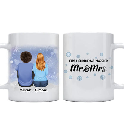 Couple - First Christmas Married Mr. And Mrs. - Personalized Mug - Makezbright Gifts