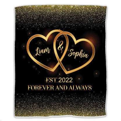 Couple - Forever And Always - Personalized Blanket - Makezbright Gifts