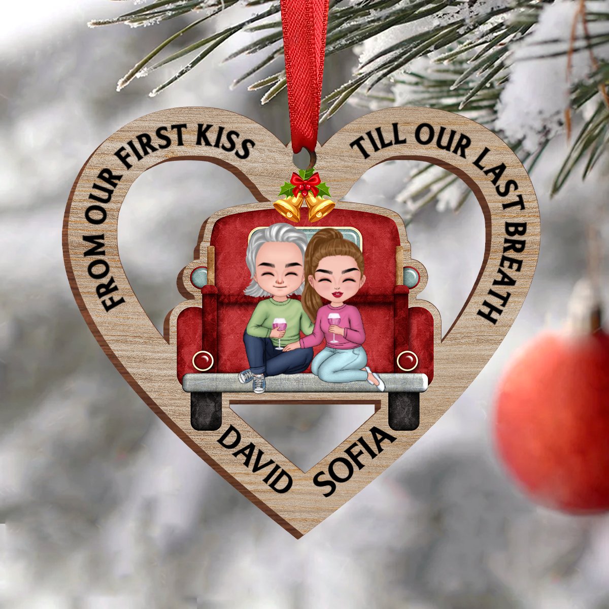 Couple - From Our First Kiss Till Our Last Breath - Personalized Acrylic Ornament - Makezbright Gifts