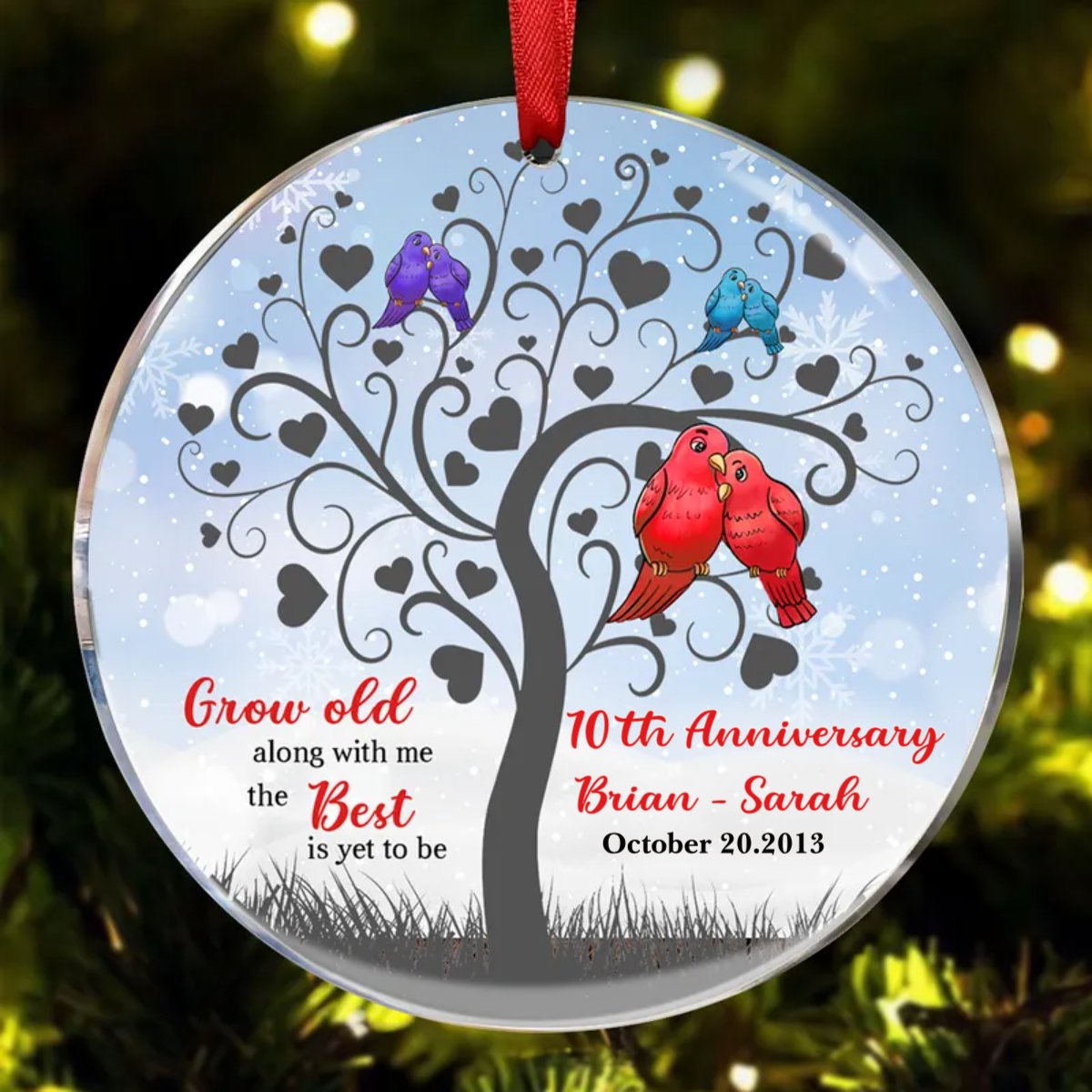 Couple - Grow Old Anniversary - Personalized Circle Ornament - Makezbright Gifts