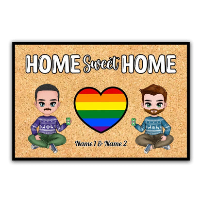 Couple - Home Sweet Home - Personalized Doormat - Gift For Wife Husband V2 - Makezbright Gifts