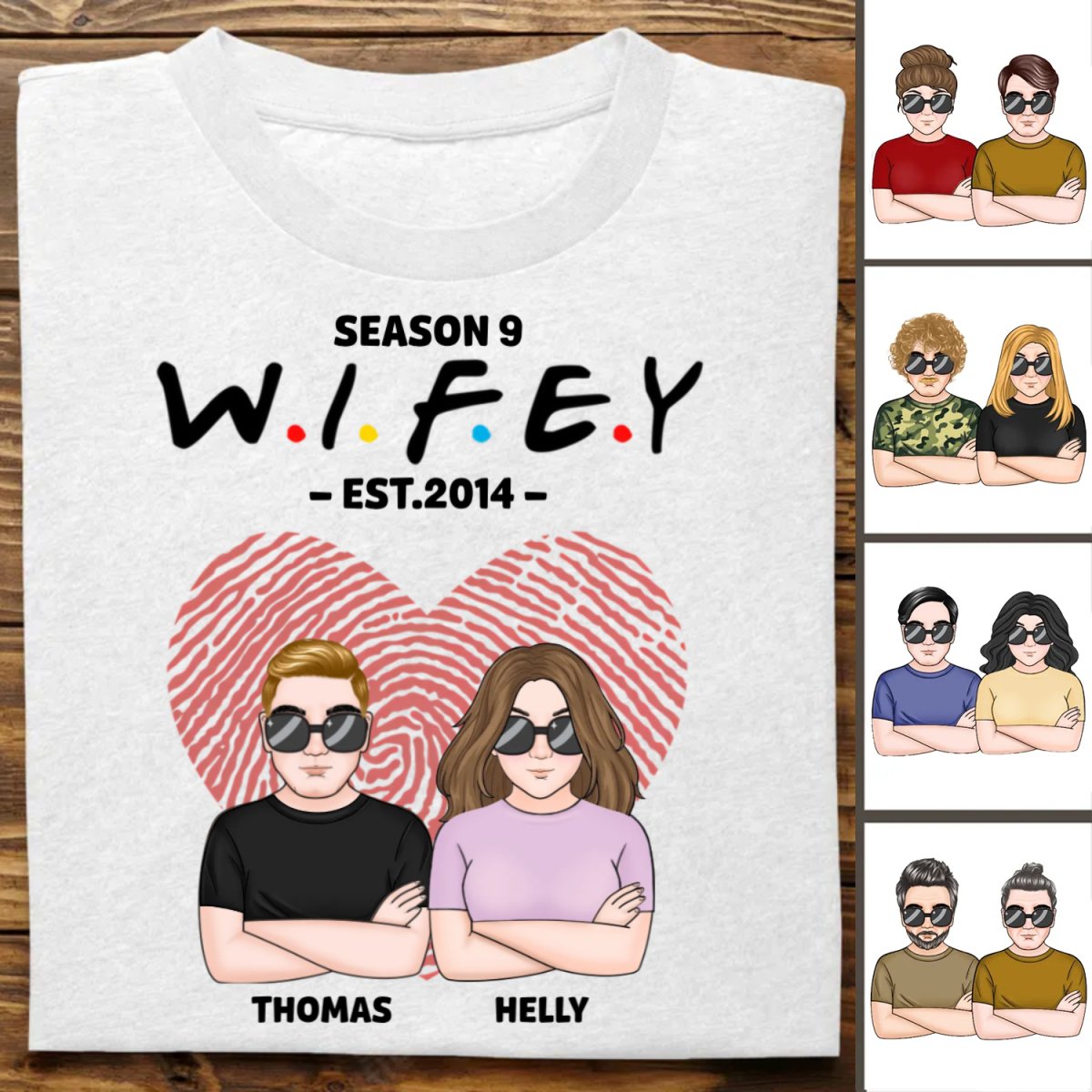 Couple - Hubby Wifey Season - Personalized Unisex T - shirt - Makezbright Gifts