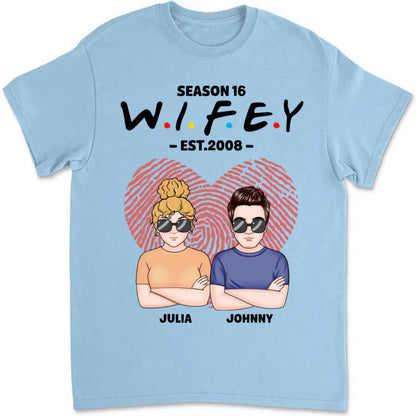 Couple - Hubby Wifey Season - Personalized Unisex T - shirt - Makezbright Gifts